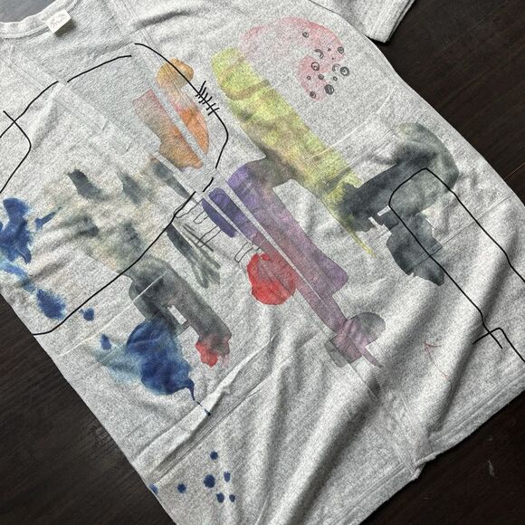 Et’Lois Open Cardigan Women 3/4 Sleeve Watercolor Abstract Wearable Art Tunic L - Picture 4 of 11